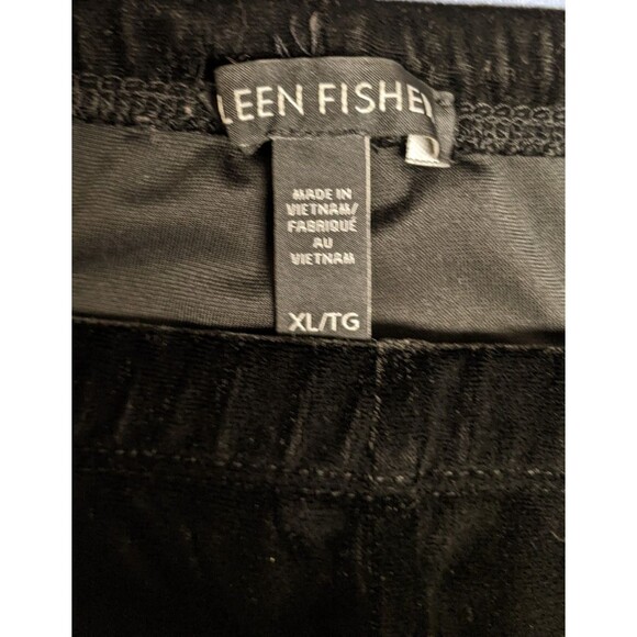 EILEEN FISHER Black Velour Velvet Straight Leg Pull-On Elastic Waist Pants XL - Picture 6 of 7